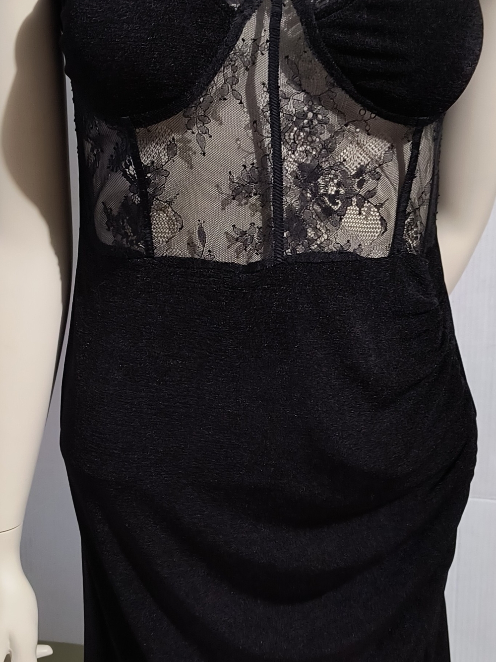Cider Black Lace Chemise Slip with Sheer Bodice